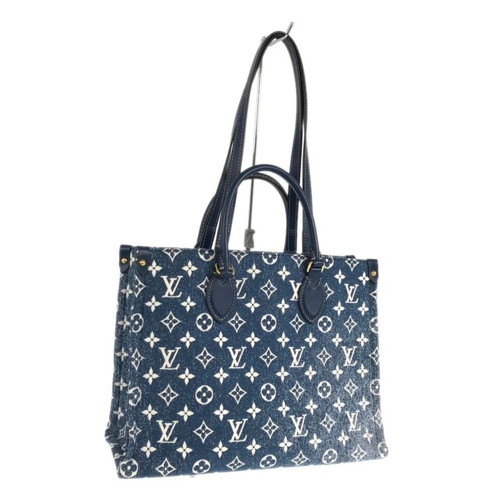 Louis Vuitton On the go MM Monogram Denim jacquard blue Tote Bag